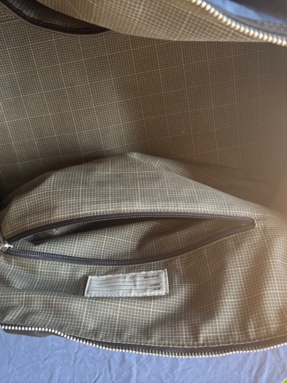 J Crew Warren Street Weekender Duffle Bag. Navy Canvas with Brown leather base